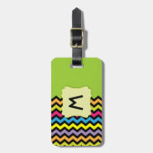 Monogramm mit schwarzen Sparren u. hellen Farben Gepäckanhänger (Vorderseite vertikal)