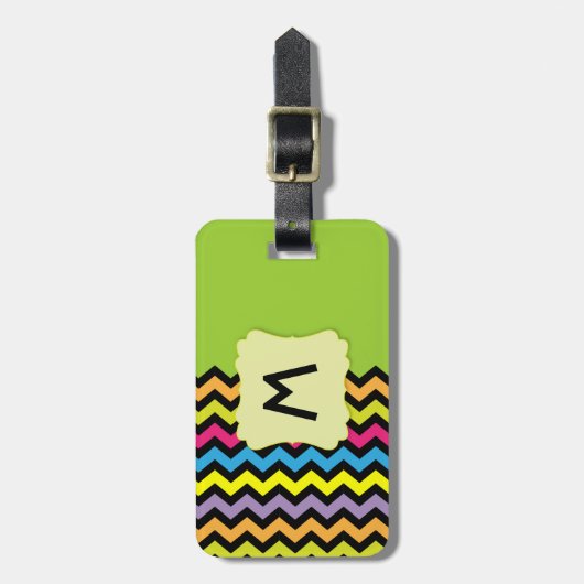 Monogramm mit schwarzen Sparren u. hellen Farben Gepäckanhänger (Vorderseite vertikal)