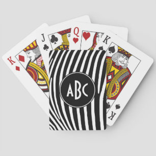 Monogramm mit schwarzen und weißen Zebrastreifen Spielkarten