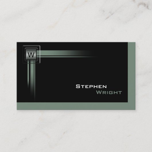 Monogramm mit schwimmender Ecke - Moderne, benutze Visitenkarte (Vorderseite)