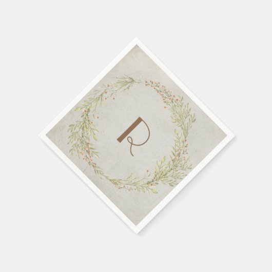 Monogramm mit Sommerkranz Serviette (Ecke)