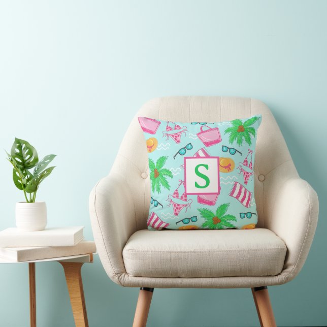 Monogramm mit Strandessentials im Prep-Stil Kissen (Stuhl )