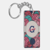 Monogramm mit strickenden Bällen des Garns Schlüsselanhänger (Vorderseite links)