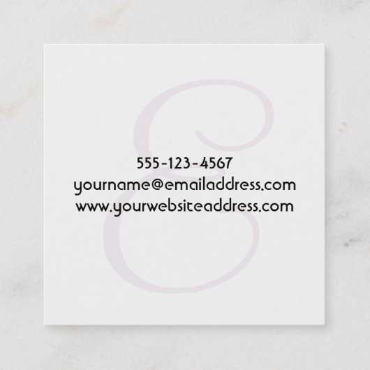 Monogramm mit strukturierter Mandala u. rosa Quadratische Visitenkarte (Rückseite)