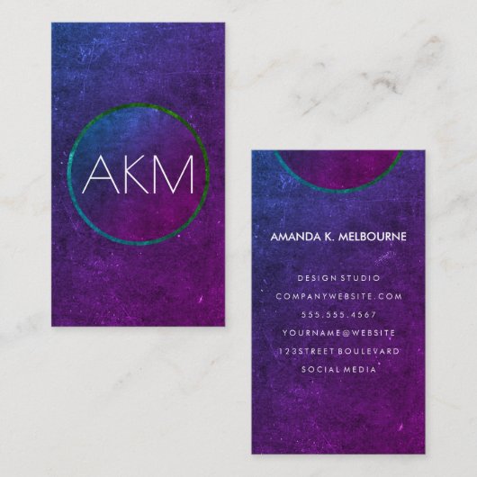 Monogramm mit Texturisierten Farbtechniken Visitenkarte (Vorne/Hinten)