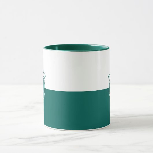 Monogramm mit weißem und Jäger-grünem Trennbildsch Tasse (Zentrum)