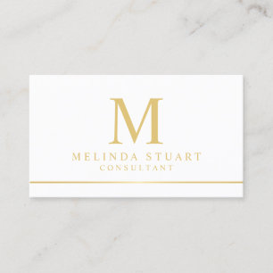 Monogramm mit weißer und goldener Eleganz Visitenkarte