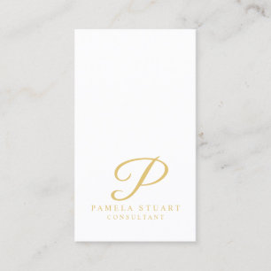 Monogramm mit weißer und goldener Eleganz Visitenkarte