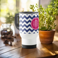Monogramm mit Zickzack Muster - Navy Magenta