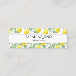 Monogramm mit Zitronen-und Blätter-Muster Mini Visitenkarte