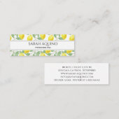 Monogramm mit Zitronenmuster und Blätter Mini Visitenkarte (Vorne/Hinten)