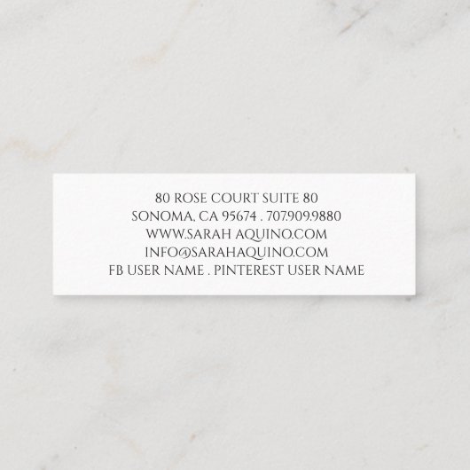 Monogramm mit Zitronenmuster und Blätter Mini Visitenkarte (Rückseite)