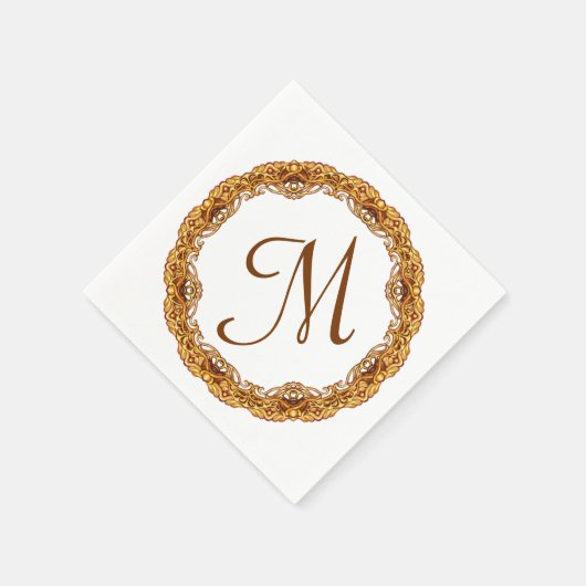 Monogramm mit zwei Tone-Gold-Rahmen Serviette (Ecke)