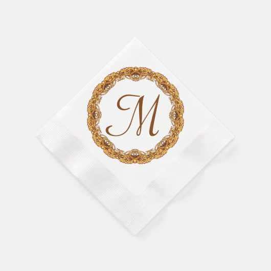 Monogramm mit zwei Tone-Gold-Rahmen Serviette (Ecke)