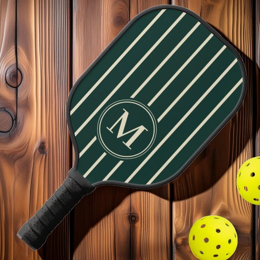 Monogramm, Mitte des Jahrhunderts, Streifen Farbe  Pickleball Schläger