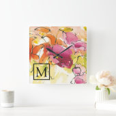 Monogramm | Mitte Juli Quadratische Wanduhr (Zuhause)