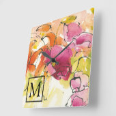 Monogramm | Mitte Juli Quadratische Wanduhr (Winkel)