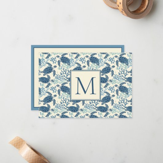 Monogramm Mitteilungskarte (Vorderseite/Rückseite Beispiel)