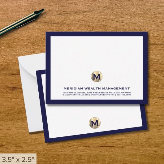 Monogramm-Mitteilungskarten für Navy-Business Mitteilungskarte