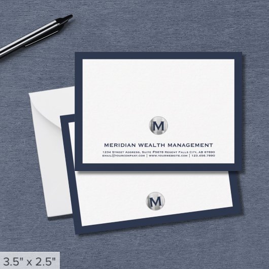 Monogramm-Mitteilungskarten für Navy-Business Mitteilungskarte