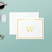 Monogramm-Mitteilungskarten für Real-Gold-Foil