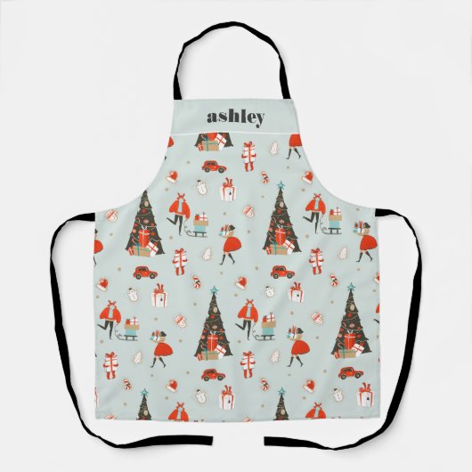 Monogramm | Mittelalter Moderne Weihnachten Schürze (Vorderseite)