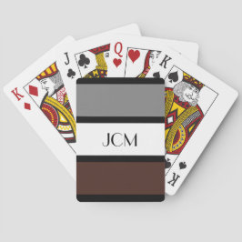 Monogramm, mittelgrau, weiß und braun Streifen Spielkarten