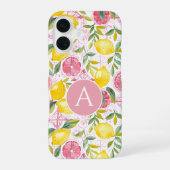 Monogramm Mittelmeer Stil Zitronen Muster iPhone 16 Hülle (Rückseite)