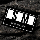Monogramm Modern Beruflich Schwarz/Weiß Visitenkarte