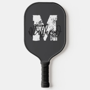 Monogramm Modern Cooler Grunge Fügen Sie Ihren Nam Pickleball Schläger