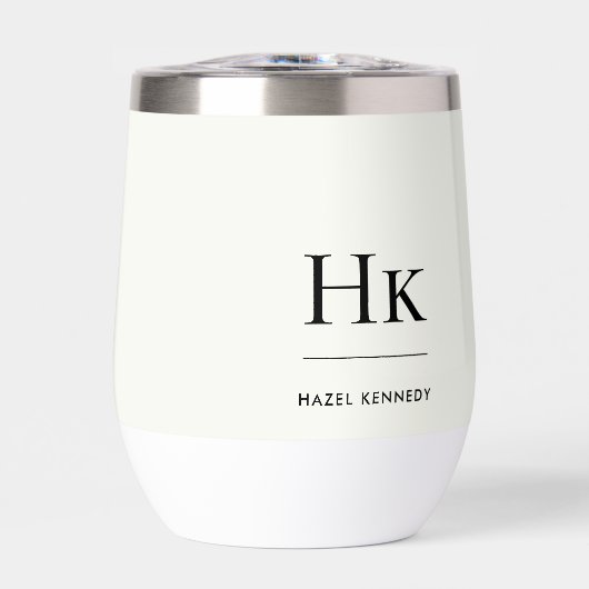 Monogramm Modern Einfach Elegant Elfenbein Weiß Ma (Vorderseite)