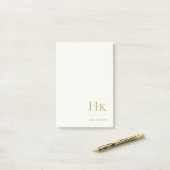Monogramm Modern Einfach Elfenbein Gold Monogrammi Post-it Klebezettel (Auf Schreibtisch)