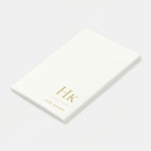 Monogramm Modern Einfach Elfenbein Gold Monogrammi Post-it Klebezettel (angewinkelt)