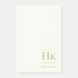 Monogramm Modern Einfach Elfenbein Gold Monogrammi Post-it Klebezettel