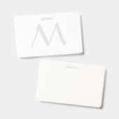 Monogramm modern einfache Minimalist Plain Ausweis (Vorder- & Rückseite)