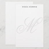 Monogramm modern einfache Minimalist Plain Briefpapier (Vorne/Hinten)
