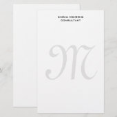 Monogramm modern einfache Minimalist Plain Briefpapier (Vorne/Hinten)