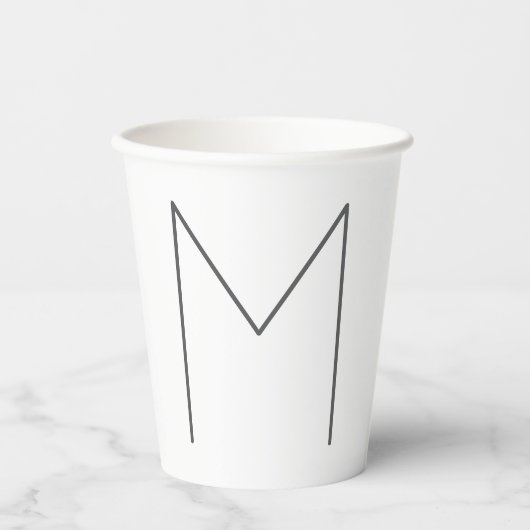 Monogramm modern einfache Minimalist Plain Pappbecher (Vorderseite)