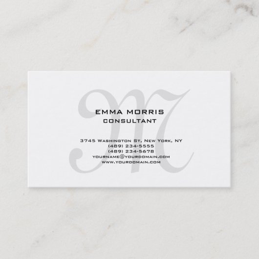 Monogramm modern einfache Minimalistin Visitenkarte (Vorderseite)