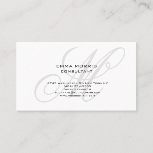 Monogramm modern einfache minimalistische Ebene Visitenkarte (Vorderseite)