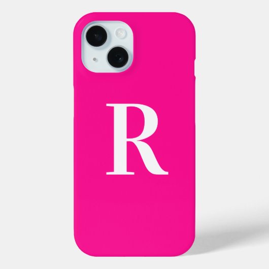 Monogramm Modern einfaches Hot Pink Case-Mate iPhone Hülle (Rückseite)