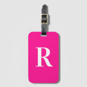 Monogramm Modern einfaches Hot Pink Gepäckanhänger (Vorderseite Vertikal)