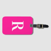 Monogramm Modern einfaches Hot Pink Gepäckanhänger (Vorderseite (Horizontal))