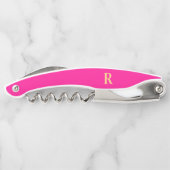 Monogramm Modern einfaches Hot Pink Kellnermesser (Rückseite)