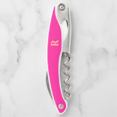Monogramm Modern einfaches Hot Pink Kellnermesser (Rückseite)