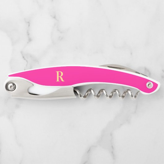 Monogramm Modern einfaches Hot Pink Kellnermesser (Vorderseite)