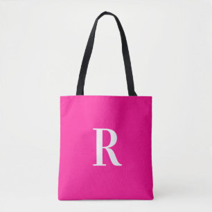 Monogramm Modern einfaches Hot Pink Tasche