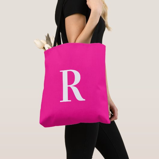 Monogramm Modern einfaches Hot Pink Tasche (Von Nahem)