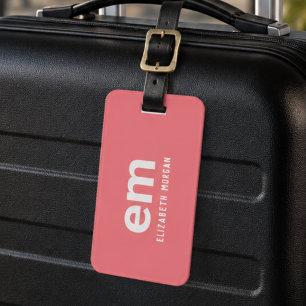 Monogramm Modern Elegant Reise Rosa Gepäckanhänger