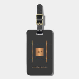Monogramm modern elegant schwarz gold chic Metall Gepäckanhänger